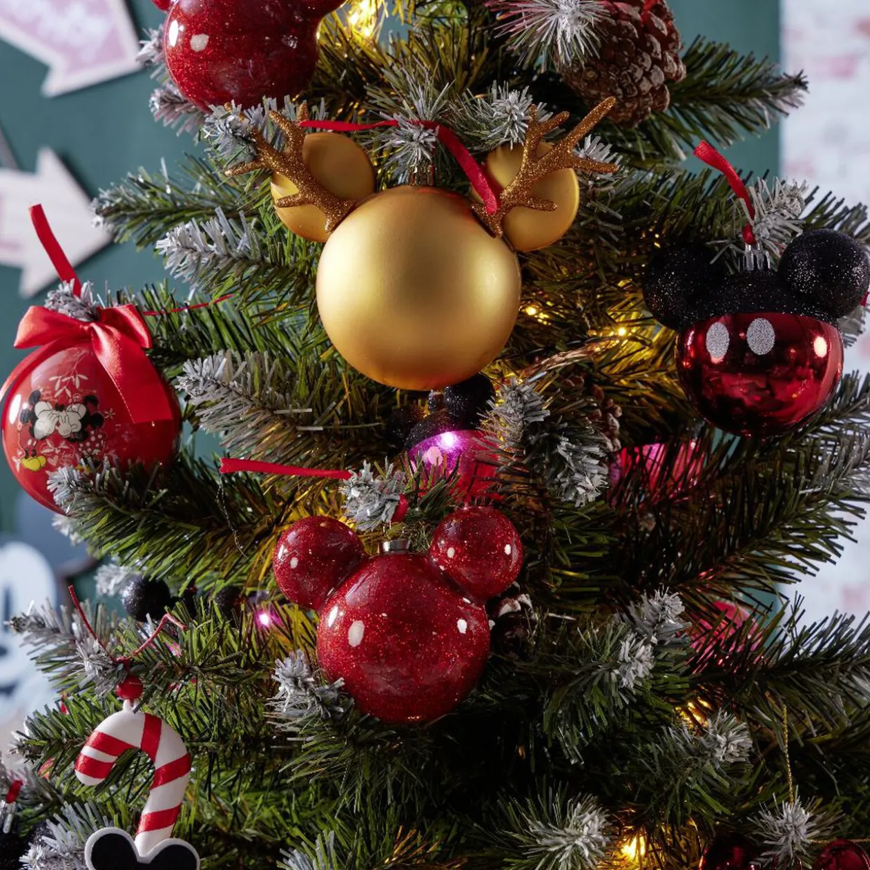 Boule de Noël Disney tête de Mickey en 3D dorée H15,5cm