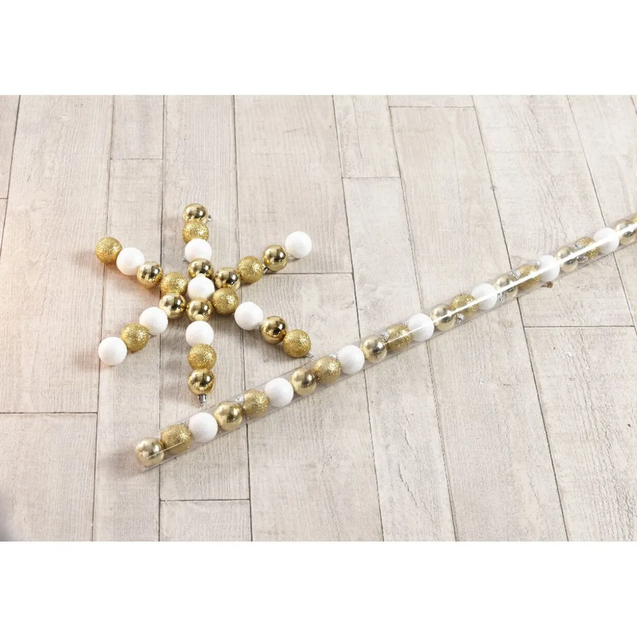 Boule de Noël dorée et blanche x25