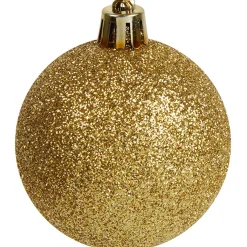 Boule de Noël dorée pailletée x6