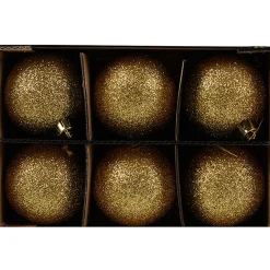 Boule de Noël dorée pailletée x6