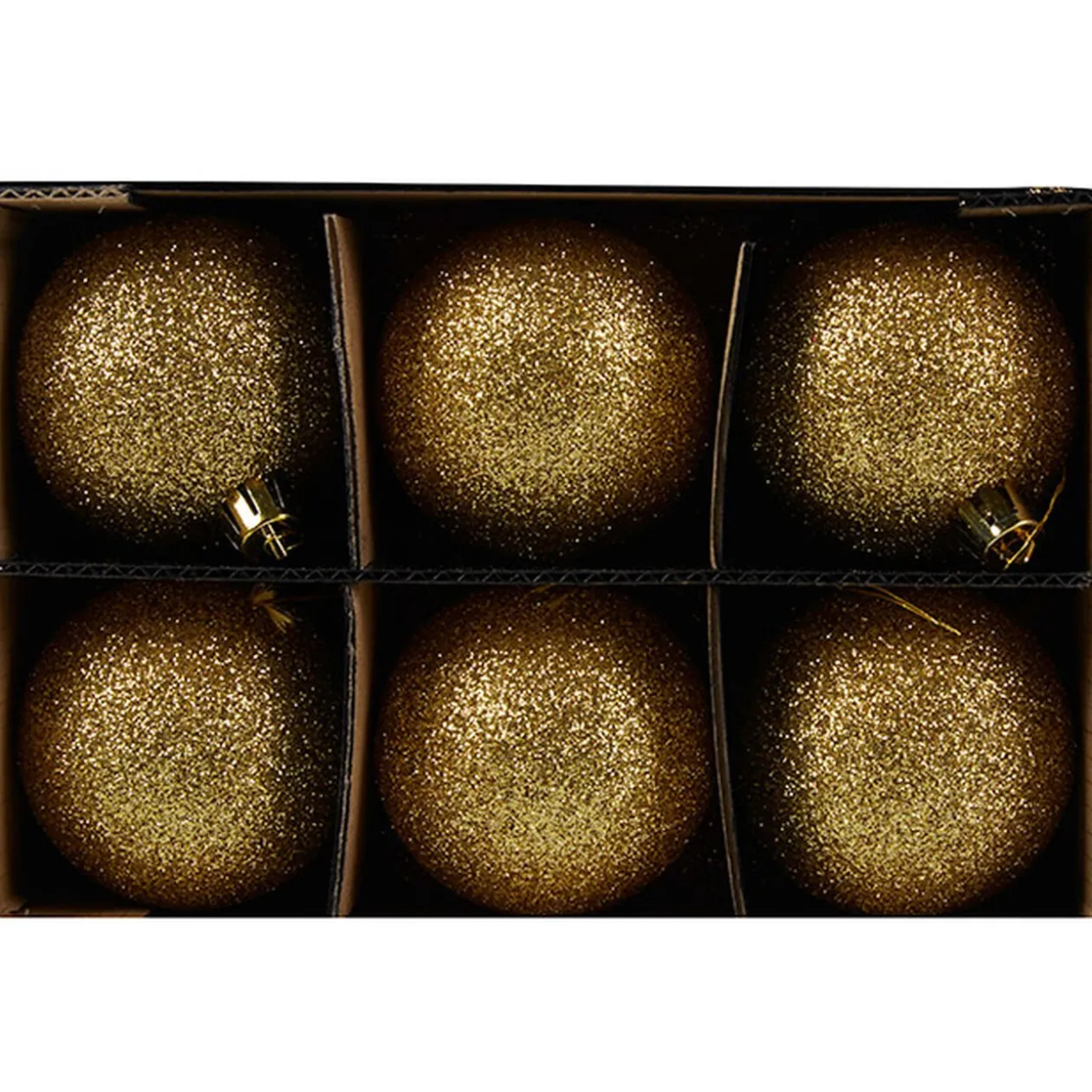 Boule de Noël dorée pailletée x6