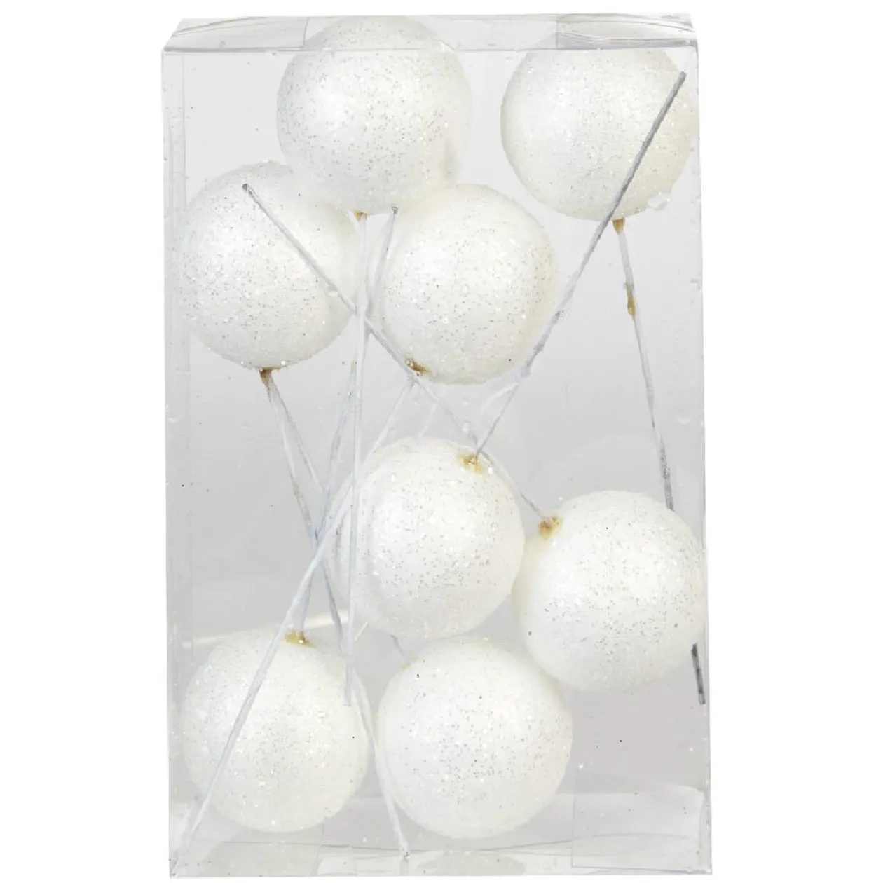 Boule de Noël en mousse blanche avec crochet de suspension x8