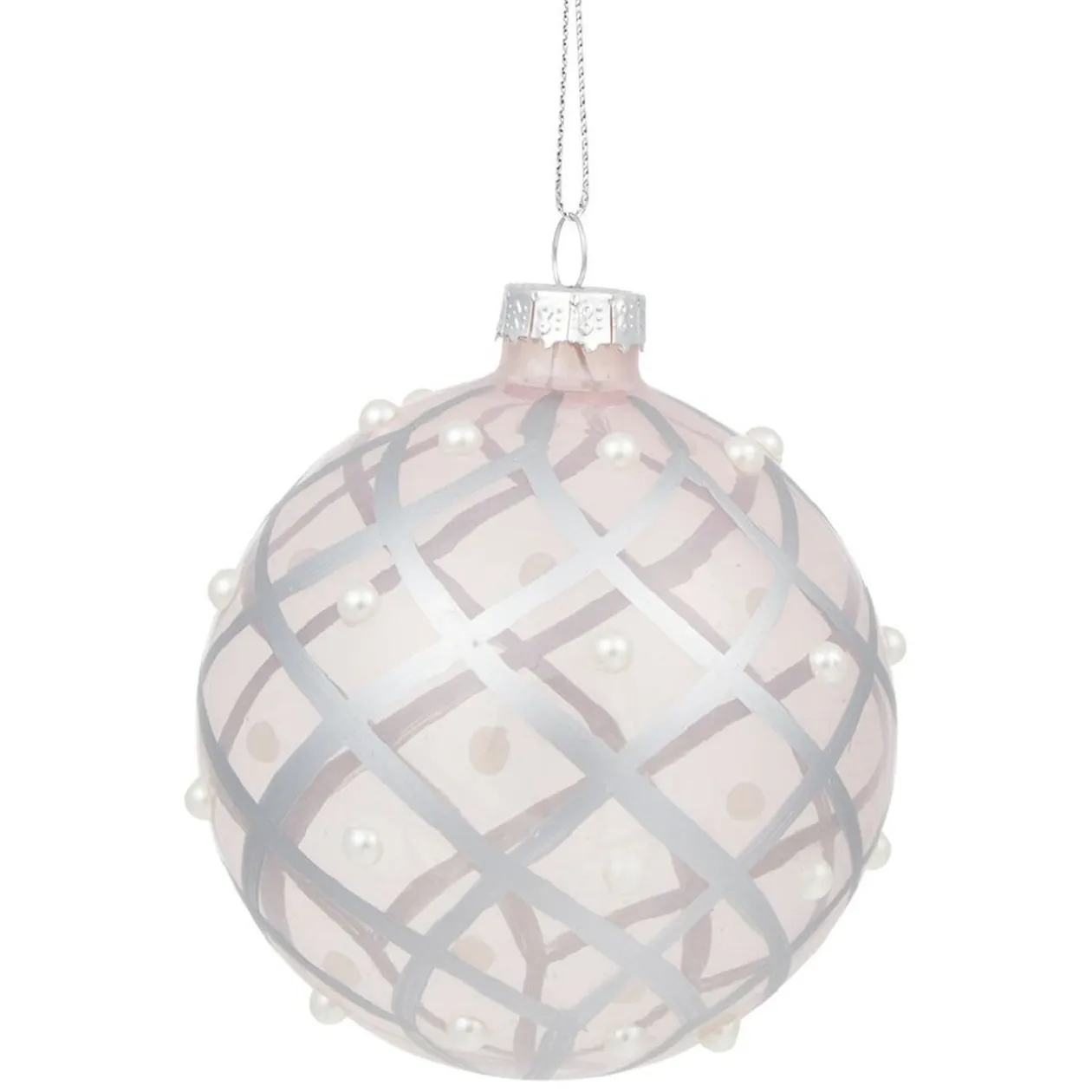 Boule de Noël en verre dessin argenté Ø8