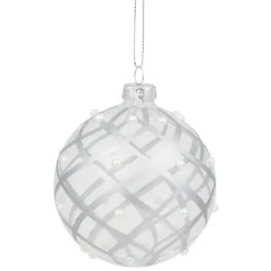 Boule de Noël en verre dessin argenté Ø8