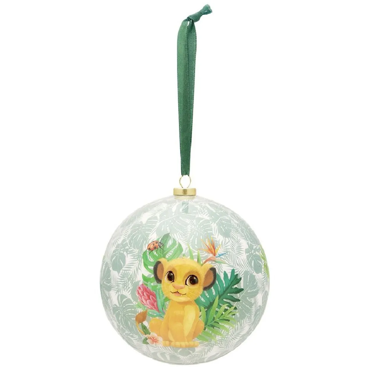 Boule de Noël en verre Disney Le Roi Lion verte et blanche Ø9,5cm