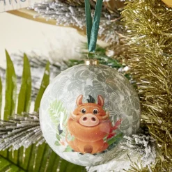 Boule de Noël en verre Disney Le Roi Lion verte et blanche Ø9,5cm