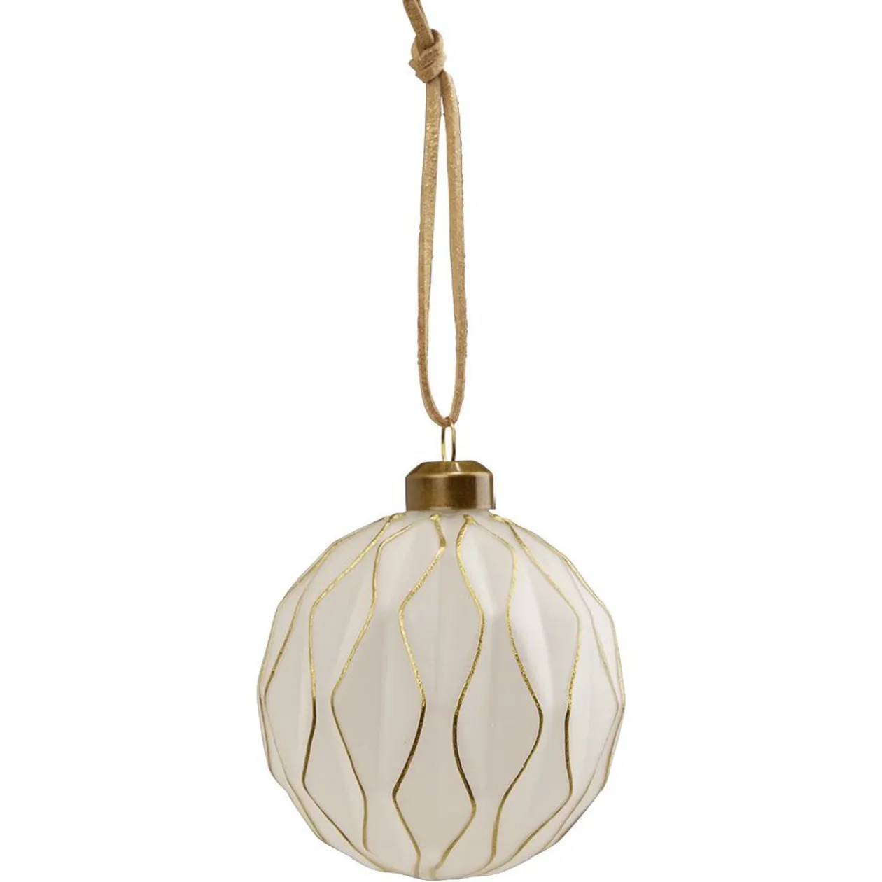 Boule de Noël en verre dorée et blanc Ø8cm