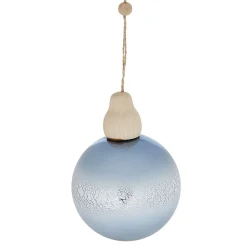 Boule de Noël en verre effet givre bleu et blanc