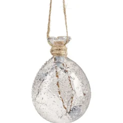 Boule de Noël en verre effet givré intérieur décor neige baies H10 cm