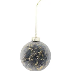 Boule de Noël en verre effet marbre noir et doré Ø8cm