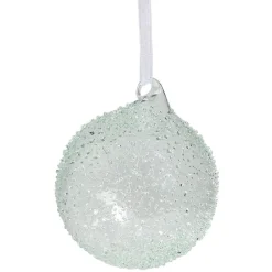 Boule de Noël en verre effet perlé bleu transparent Ø8cm