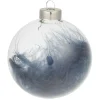 Boule de Noël en verre garnie d'une plume