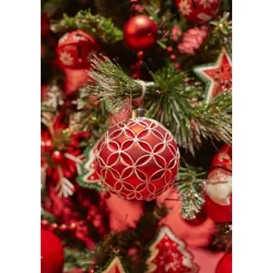 Boule de Noël en verre motif fleur arabesque