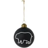 Boule de Noël en verre noir mat ours ou cerf Ø8cm