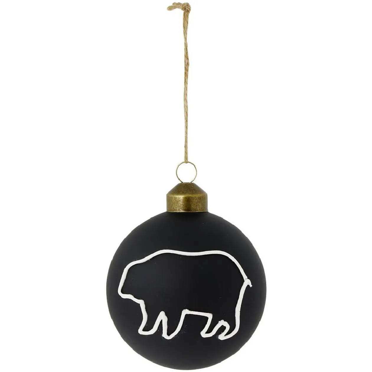 Boule de Noël en verre noir mat ours ou cerf Ø8cm