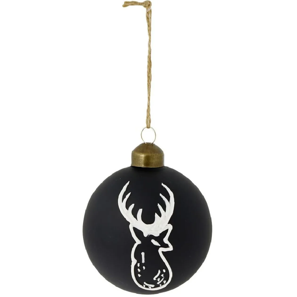 Boule de Noël en verre noir mat ours ou cerf Ø8cm