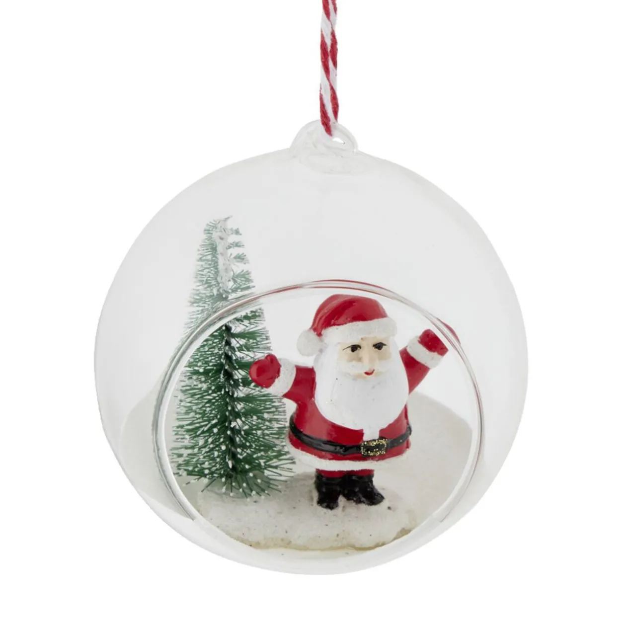 Boule de Noël en verre ouverte avec décor intérieur Ø8cm- 3 modèles