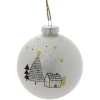 Boule de Noël en verre paysage blanc et noir Ø8cm
