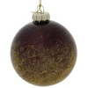 Boule de Noël en verre rouge foncé finition doré Ø8cm