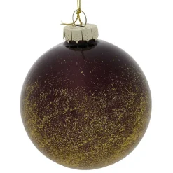 Boule de Noël en verre rouge foncé finition doré Ø8cm