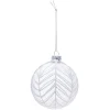 Boule de Noël en verre transparent design relief blanc Ø8 cm