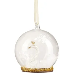 Boule de Noël en verre transparent avec cygne blanc Ø8 cm