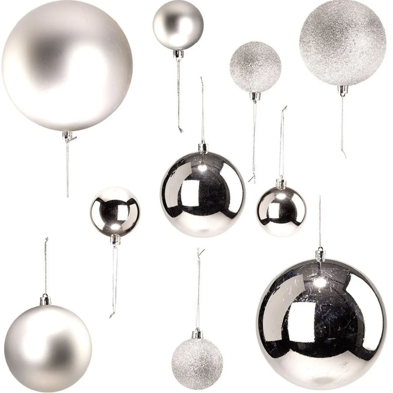 Boule de Noël gris argenté x15
