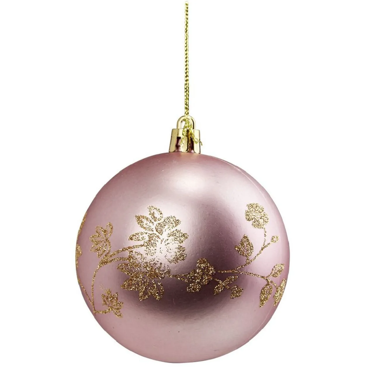 Boule de Noël imprimé fleur pailleté doré Ø8cm