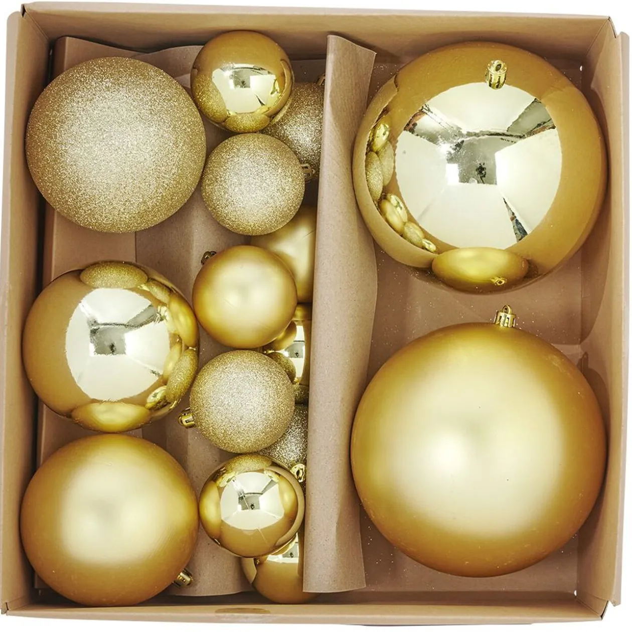 Boule de Noël jaune doré x15