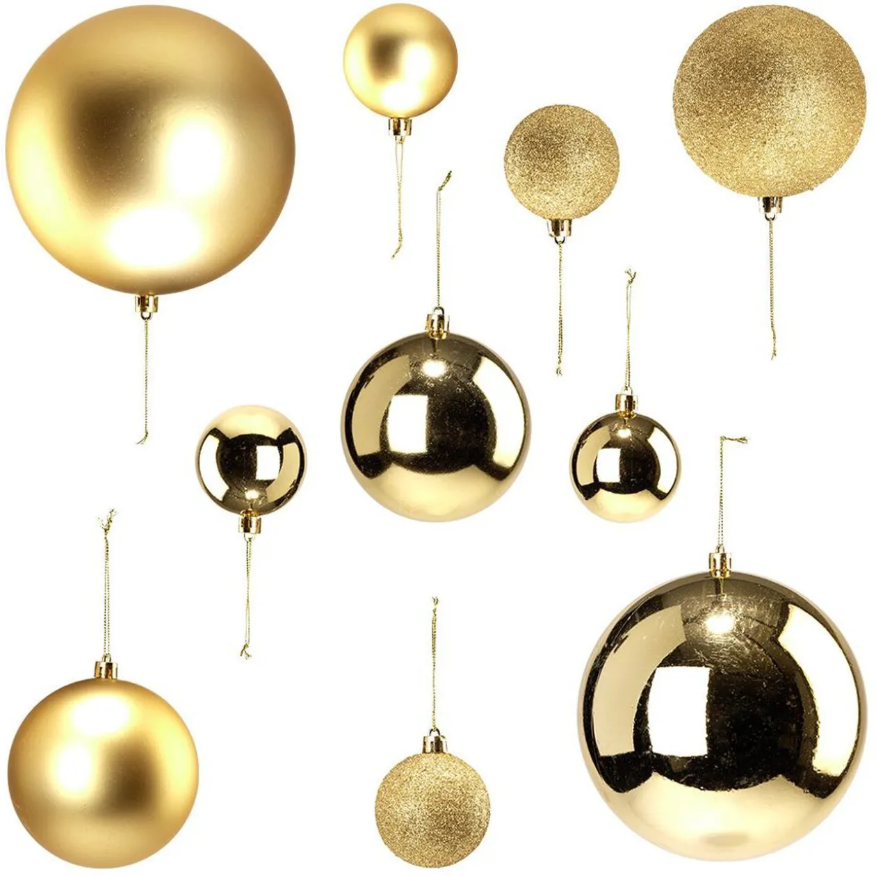 Boule de Noël jaune doré x15