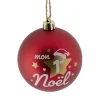 Boule de Noël "Mon 1er Noël" rouge ou blanche Ø8cm - 2 coloris