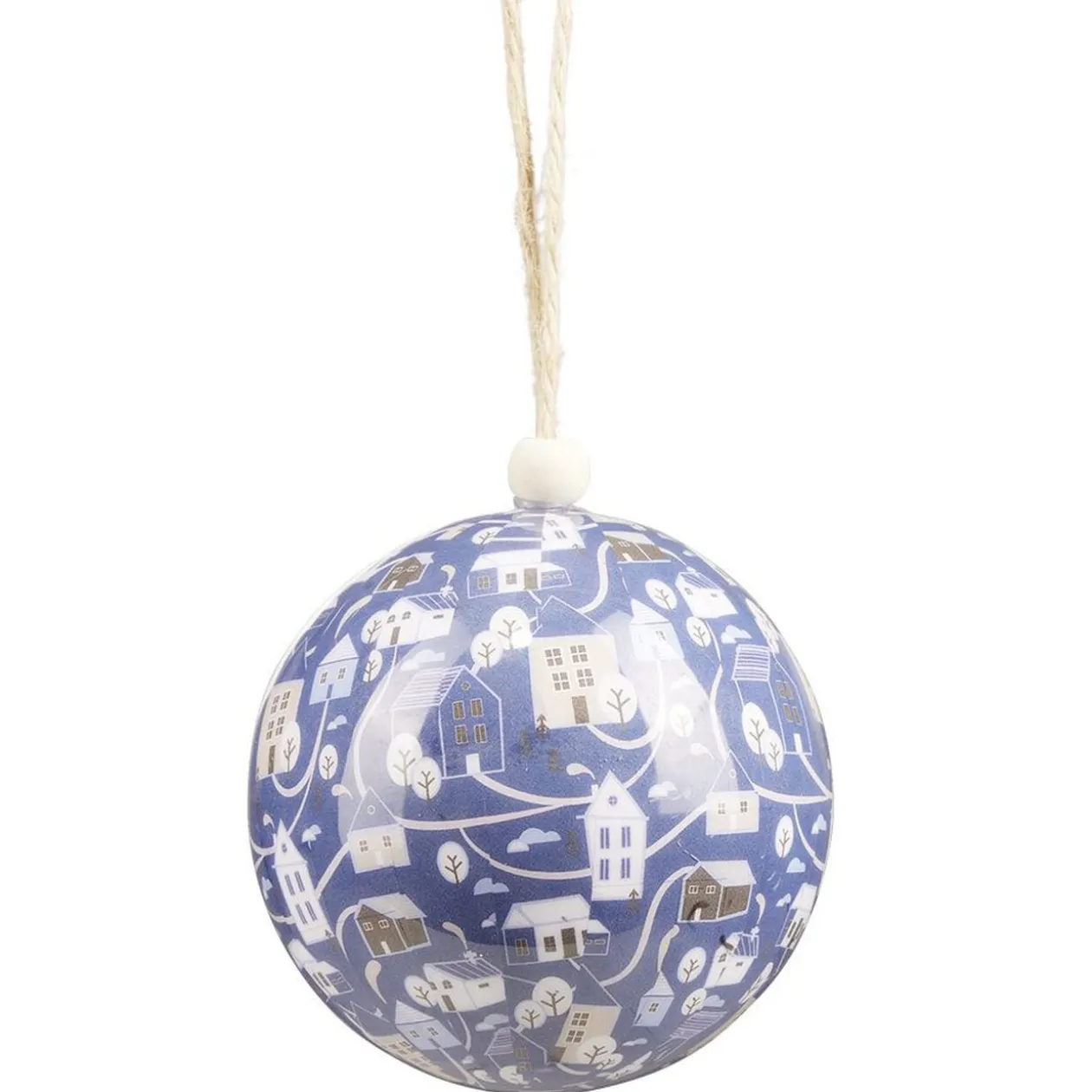 Boule de Noël motif bleu et blanc Ø8 cm