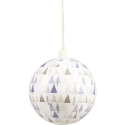 Boule de Noël motif bleu et blanc Ø8 cm
