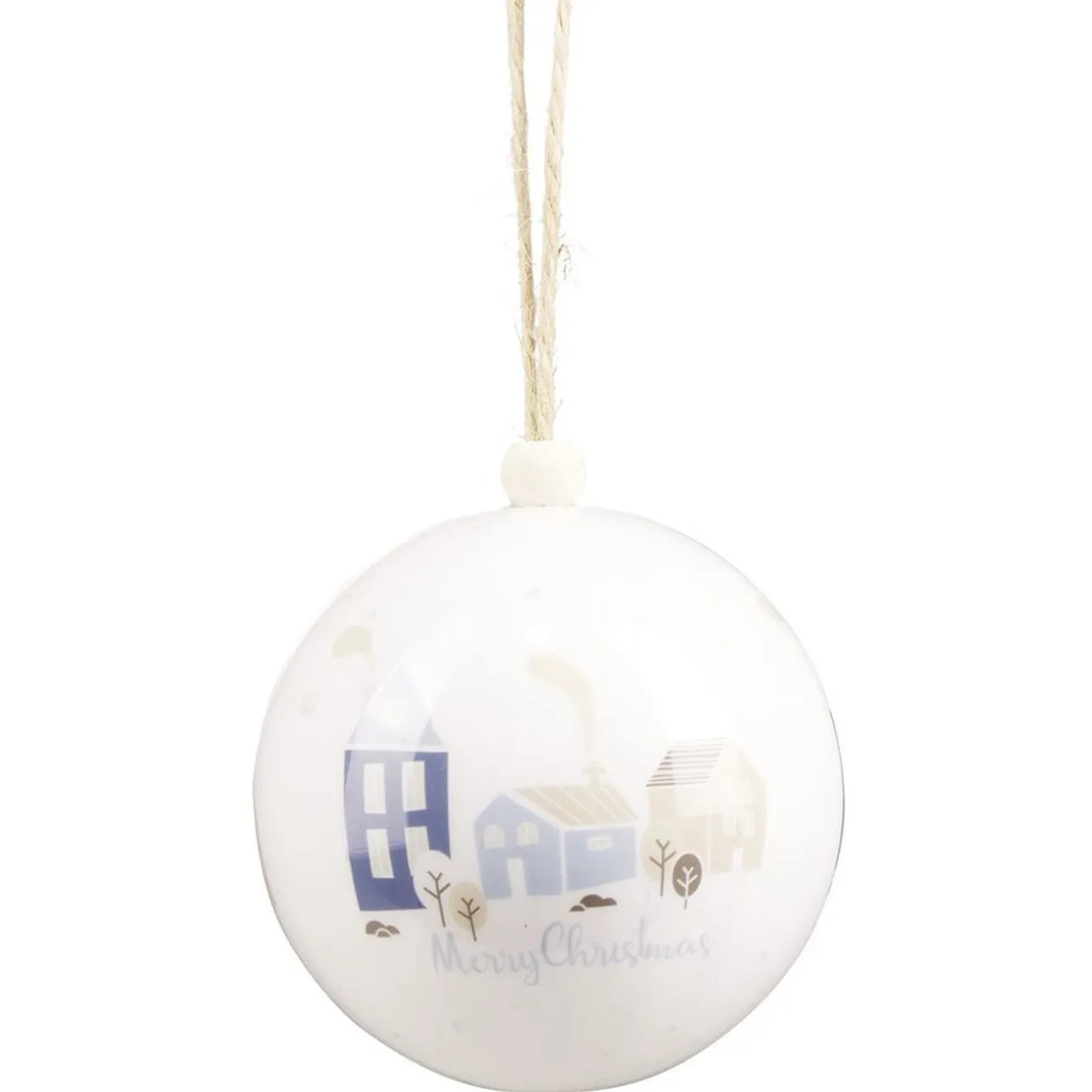 Boule de Noël motif bleu et blanc Ø8 cm