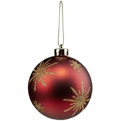 Boule de Noël motif flocon marron pailleté doré Ø8cm