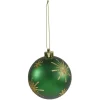 Boule de Noël motif flocon vert pailleté doré Ø8cm
