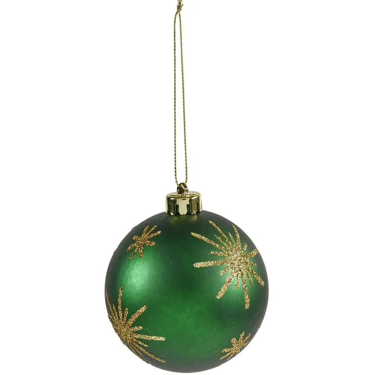 Boule de Noël motif flocon vert pailleté doré Ø8cm