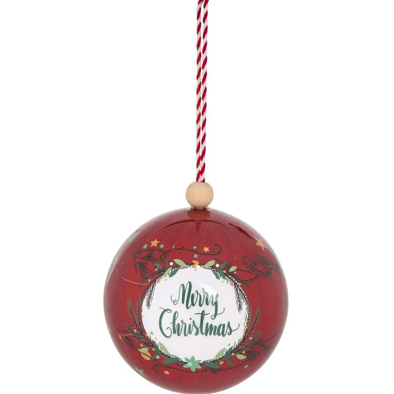Boule de Noël motif Merry Christmas rouge Ø12cm