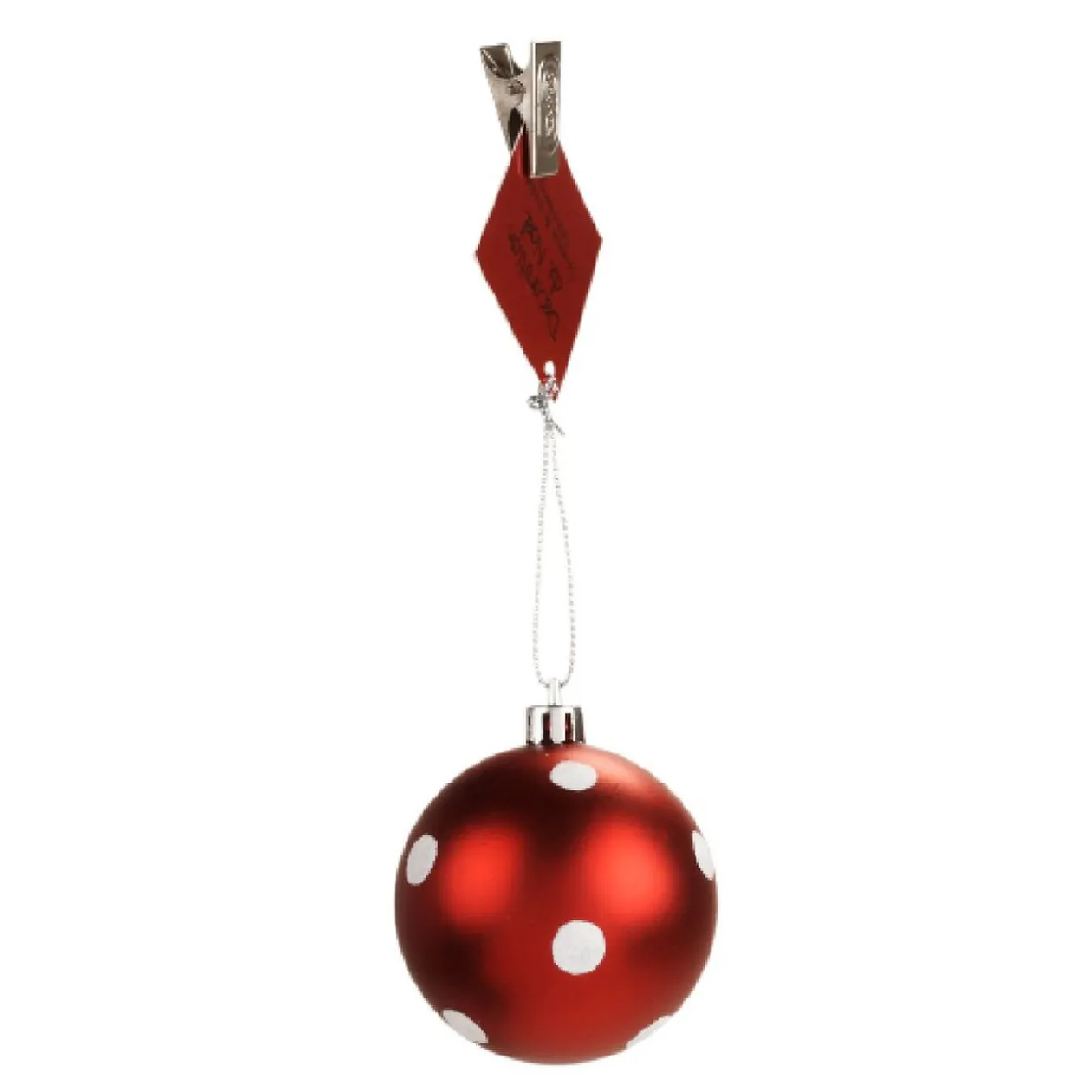 Boule de Noël motif pois rouge blanc