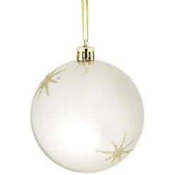 Boule de Noël motif étincelle Ø8cm - blanc/gris/doré