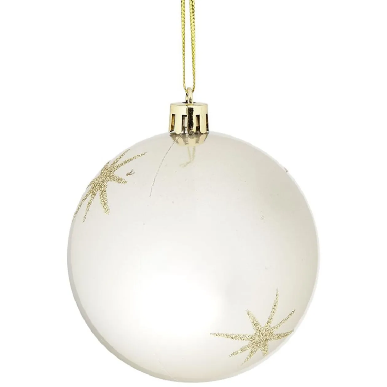 Boule de Noël motif étincelle Ø8cm - blanc/gris/doré