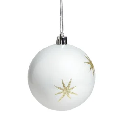 Boule de Noël motif étincelle Ø8cm - blanc/gris/doré