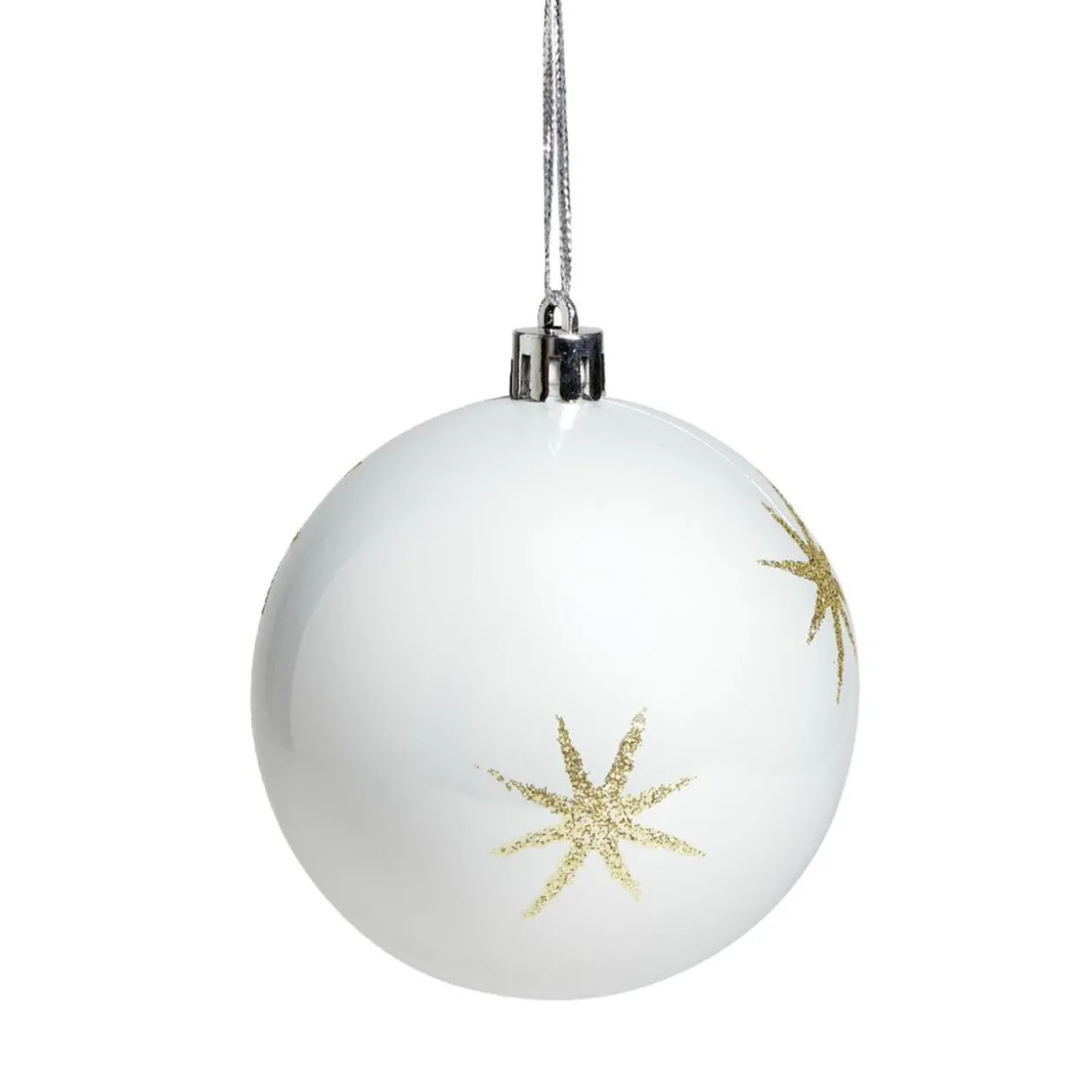 Boule de Noël motif étincelle Ø8cm - blanc/gris/doré