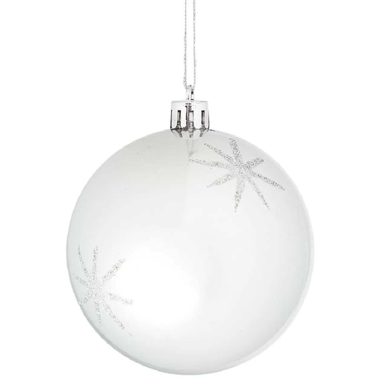 Boule de Noël motif étincelle Ø8cm - blanc/gris/doré