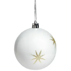 Boule de Noël motif étincelle Ø8cm - blanc/gris/doré