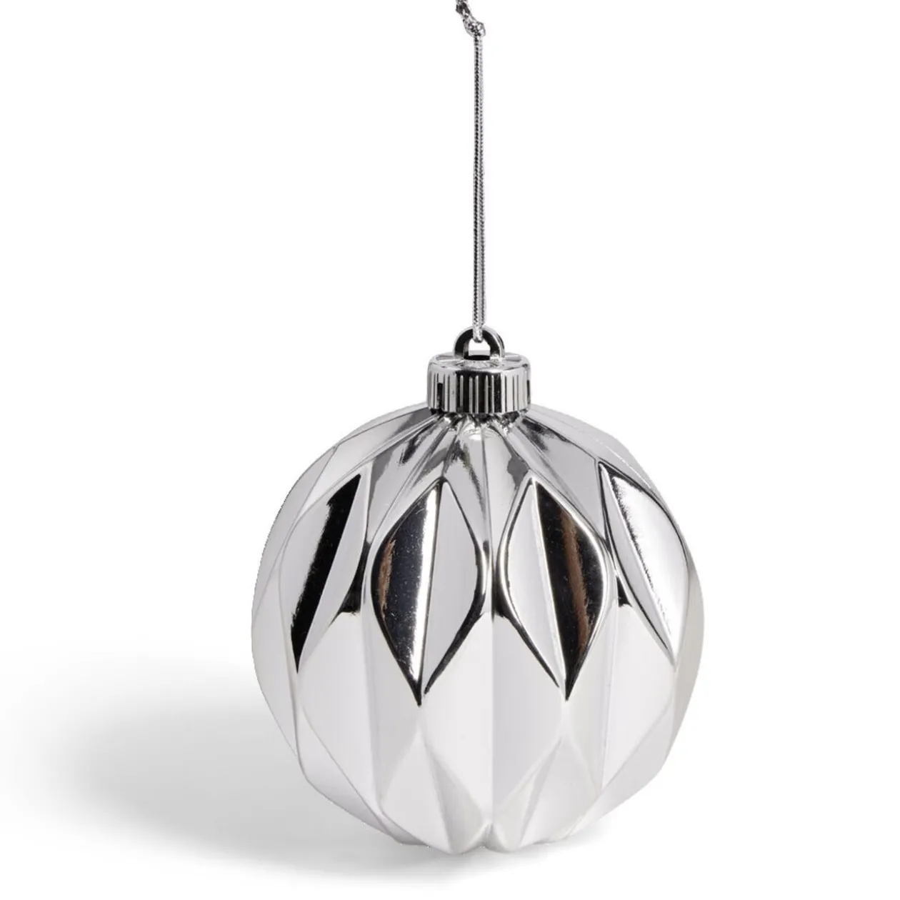 Boule de Noël origami argenté ou bleue Ø12cm - 2 coloris