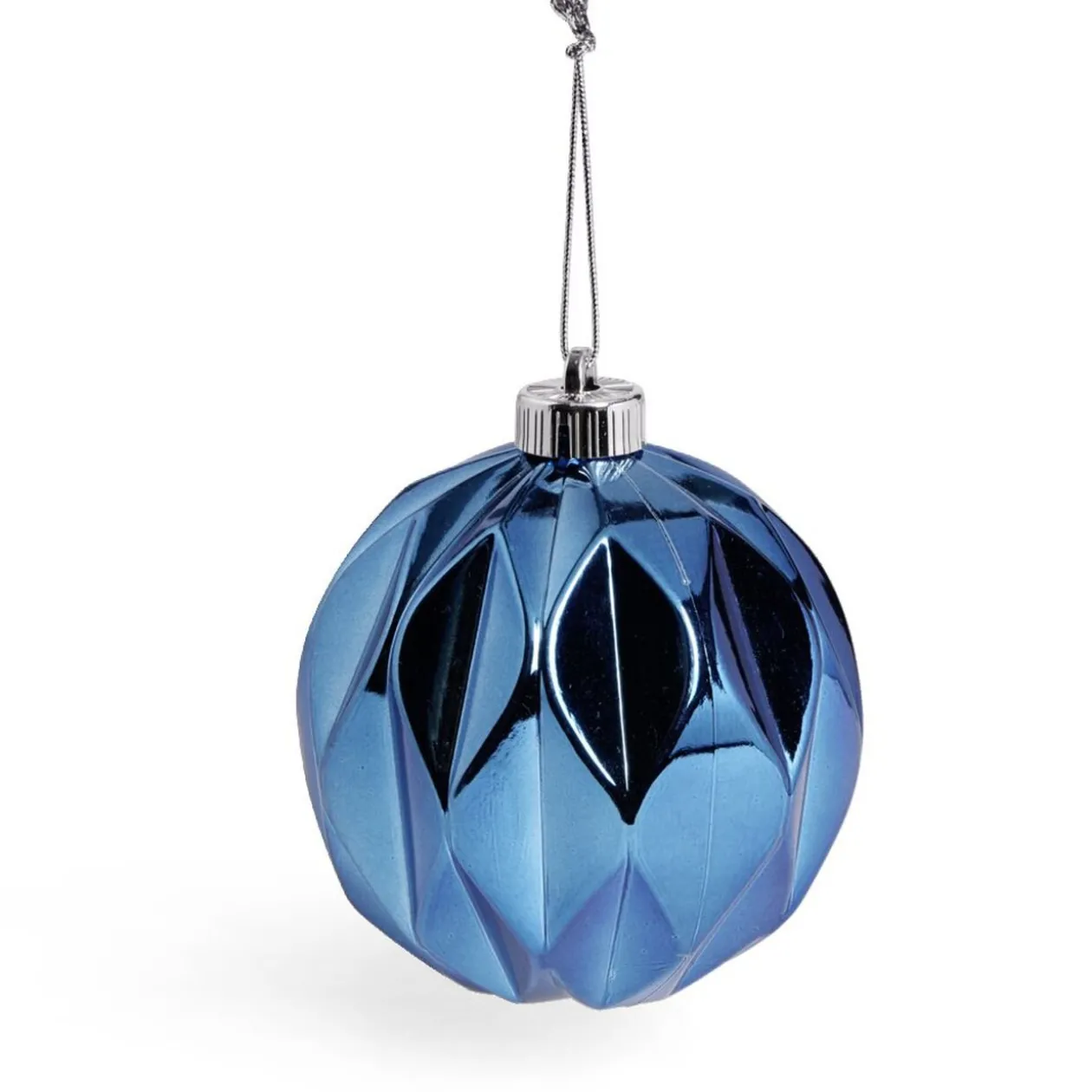 Boule de Noël origami argenté ou bleue Ø12cm - 2 coloris