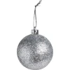 Boule de Noël paillette argenté Ø6cm x3