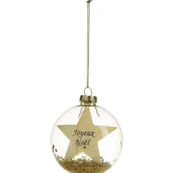 Boule de Noël paillettes et étoile dorée