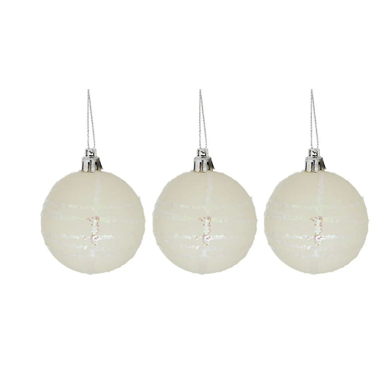 Boule de Noël pastel à rayures pailletées x 6